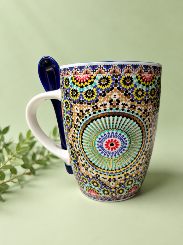 Mug Éclat d’Atlas – Turquoise, Jaune & Or