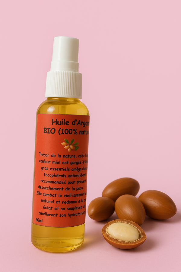 Huile d’Argan BIO 100% Naturelle – Soin visage, cheveux et corps (60 ml)