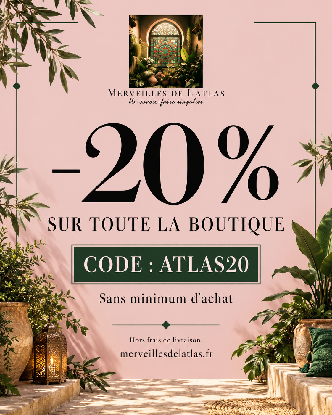 Offre de 20 % sur toute la boutique