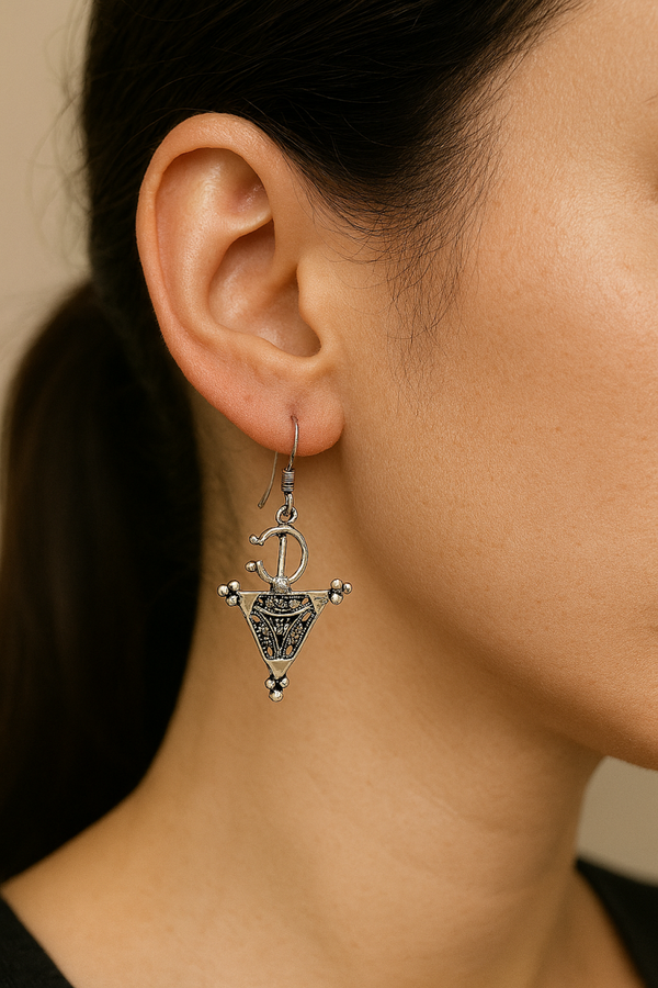 Croix du Désert – Boucles d’oreilles berbère en argent Massif 925 certifié