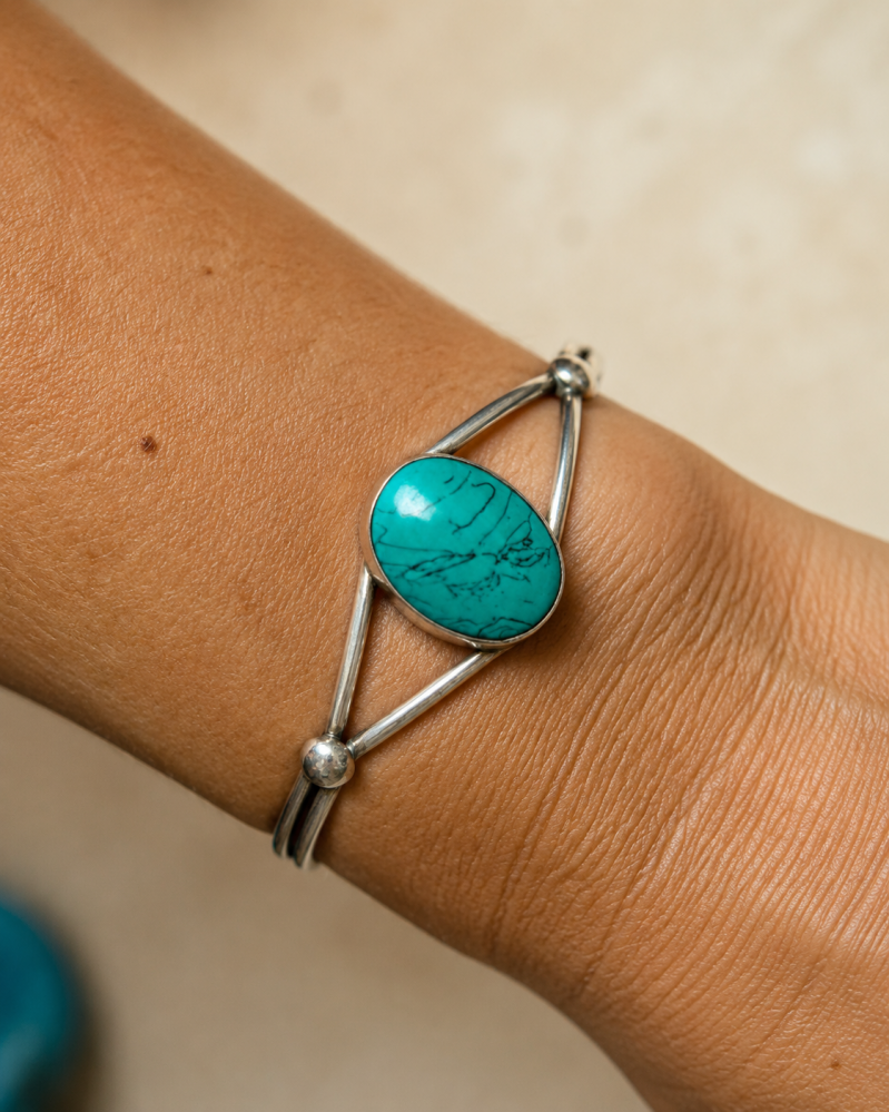 Bracelet jonc artisanal marocain en argent massif 925