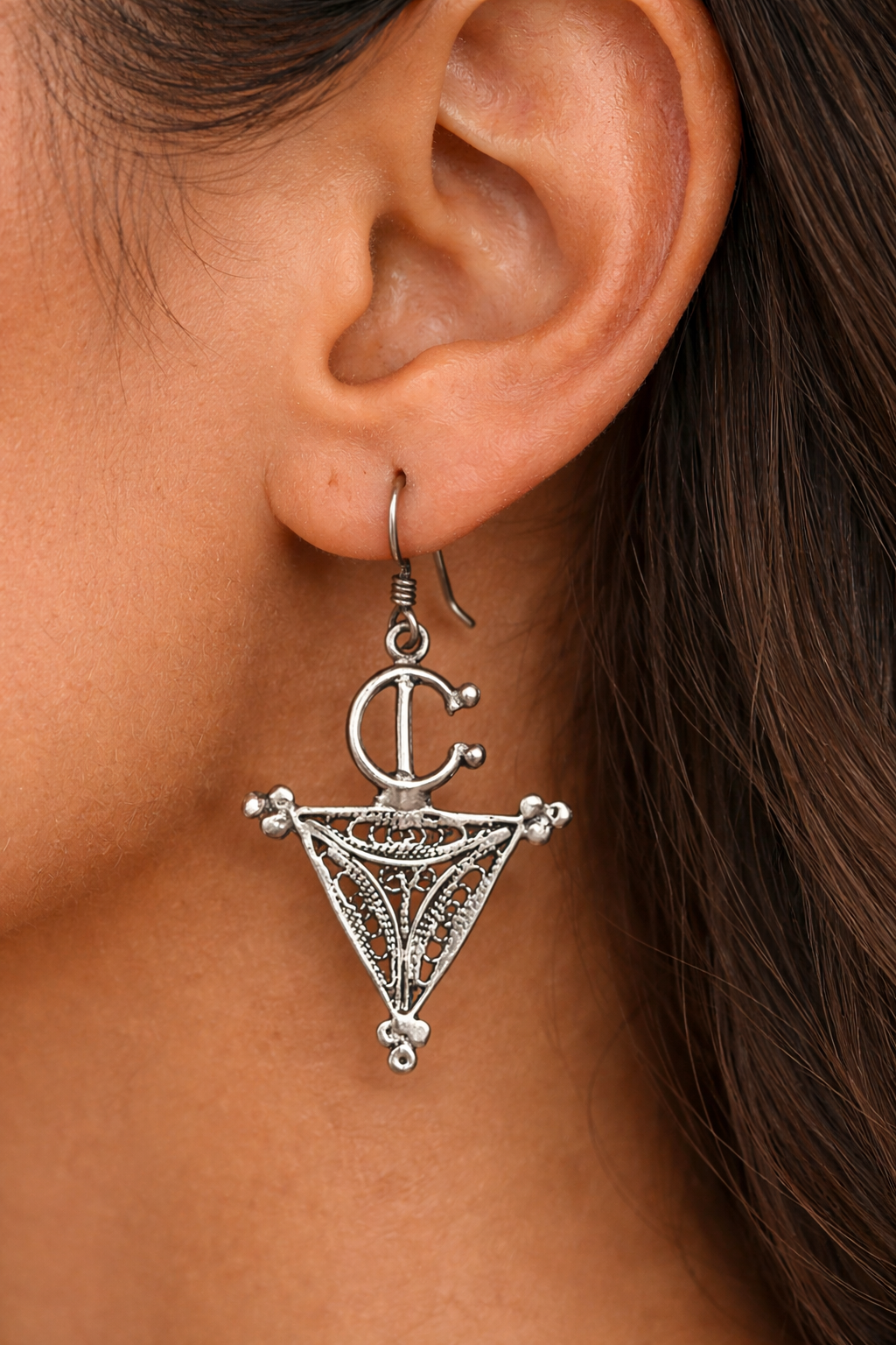 Croix du Désert – Boucles d’oreilles berbère en argent Massif 925 certifié