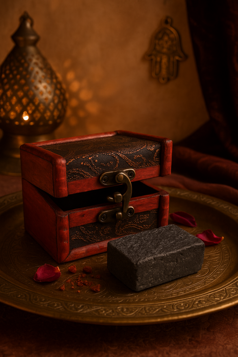 Musc noir solide du Maroc , coffre en bois 