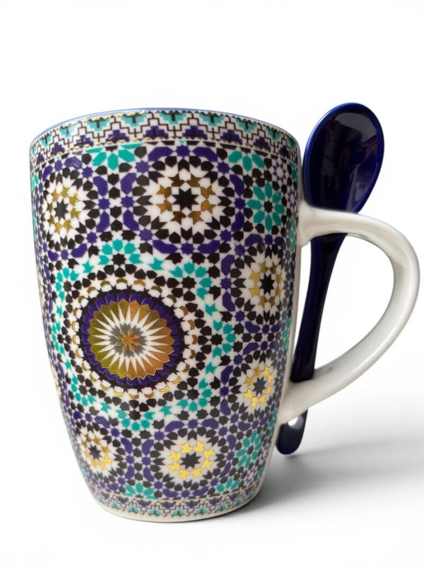 Mug Zellige Médina – Mug en céramique avec cuillère 300 ml