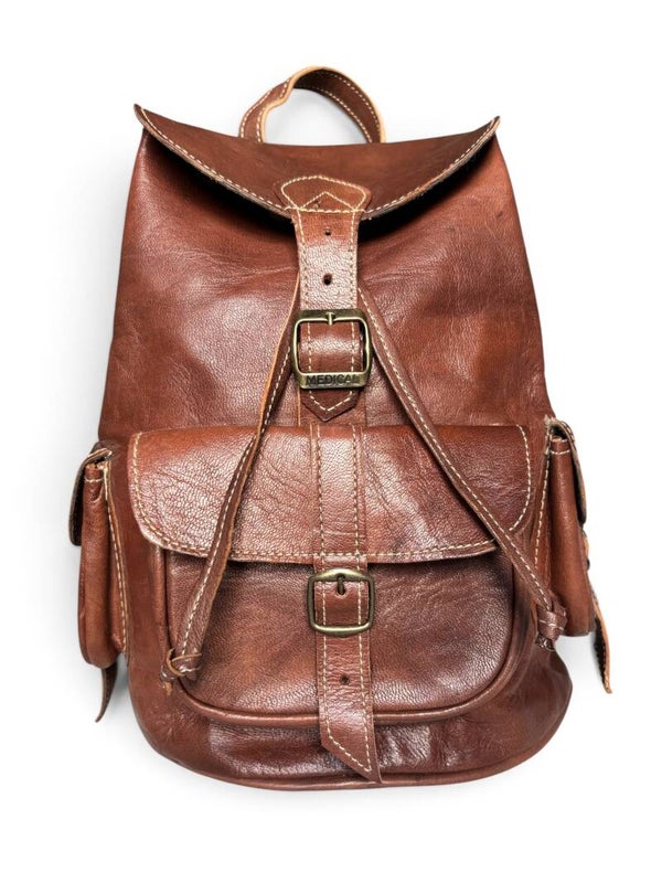 Sac à dos marocain Fès Acajou – Cuir de chèvre artisanal