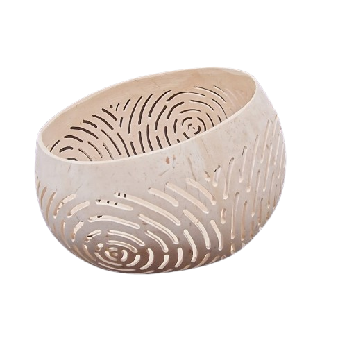 Fyrfadsholder udskårne kokosskaller