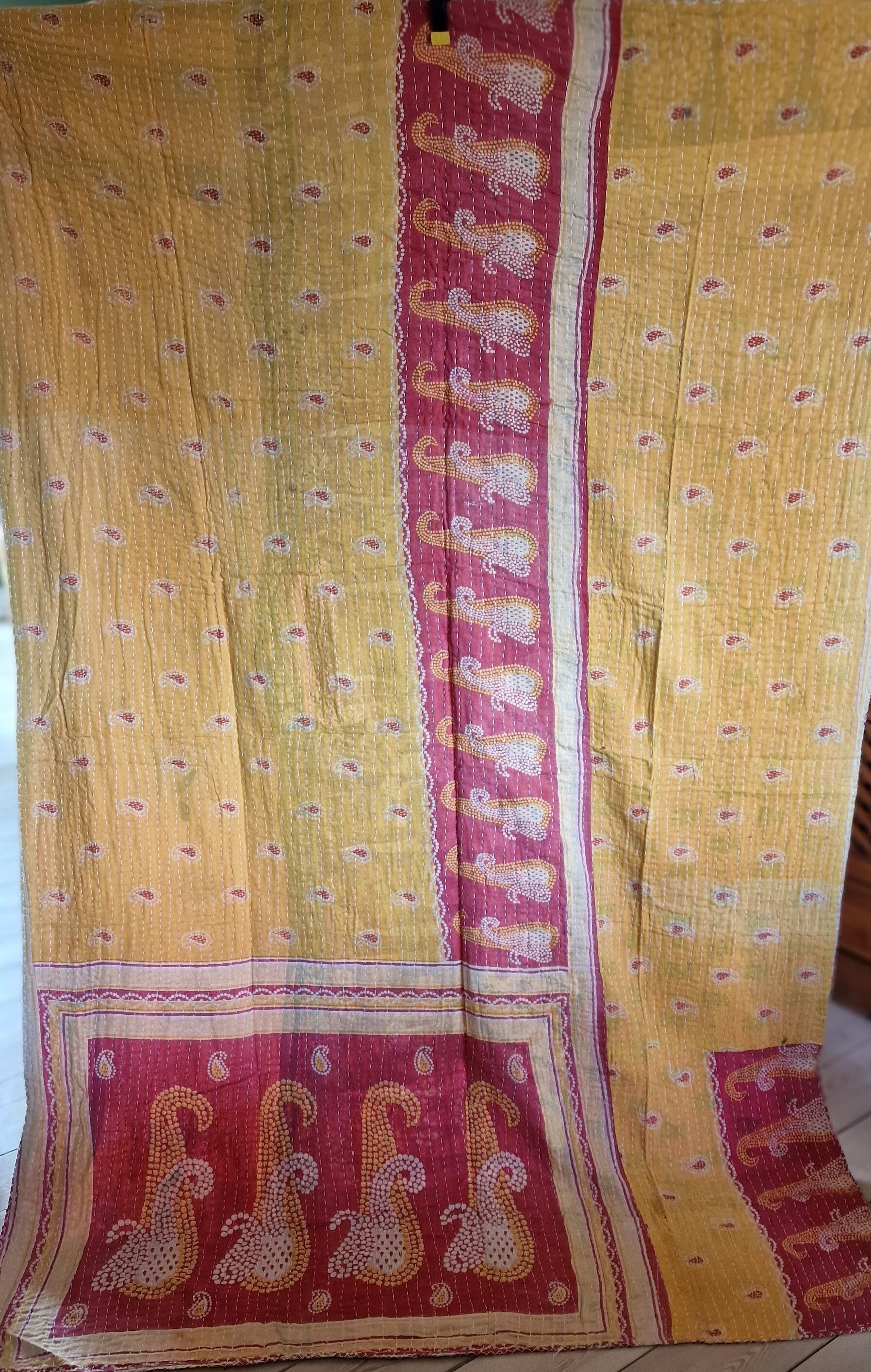 Indisk Katha quilt plaid