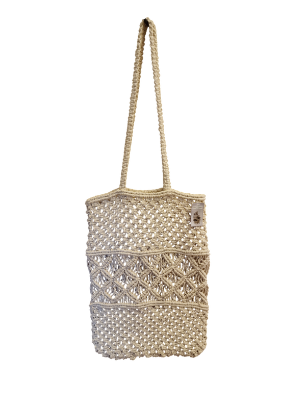 Knyttet net i hvid jute