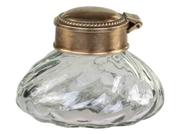 Gammel fransk glasvase med låg