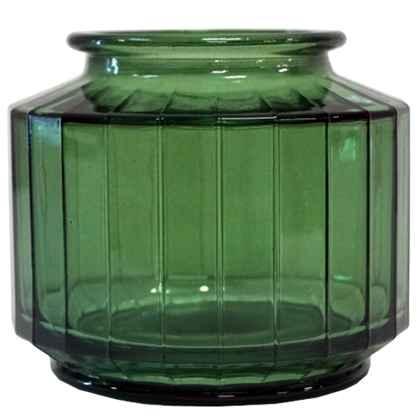 Kantet glasvase i grøn genbrugsglas
