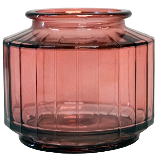 Kantet glasvase i rosa genbrugsglas