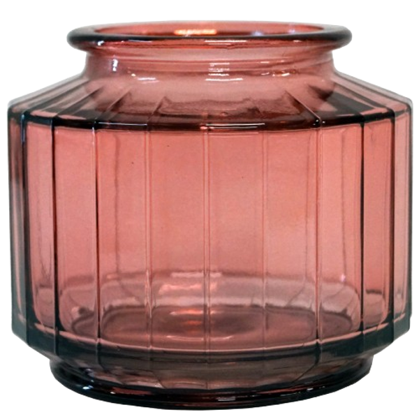 Kantet glasvase i rosa genbrugsglas