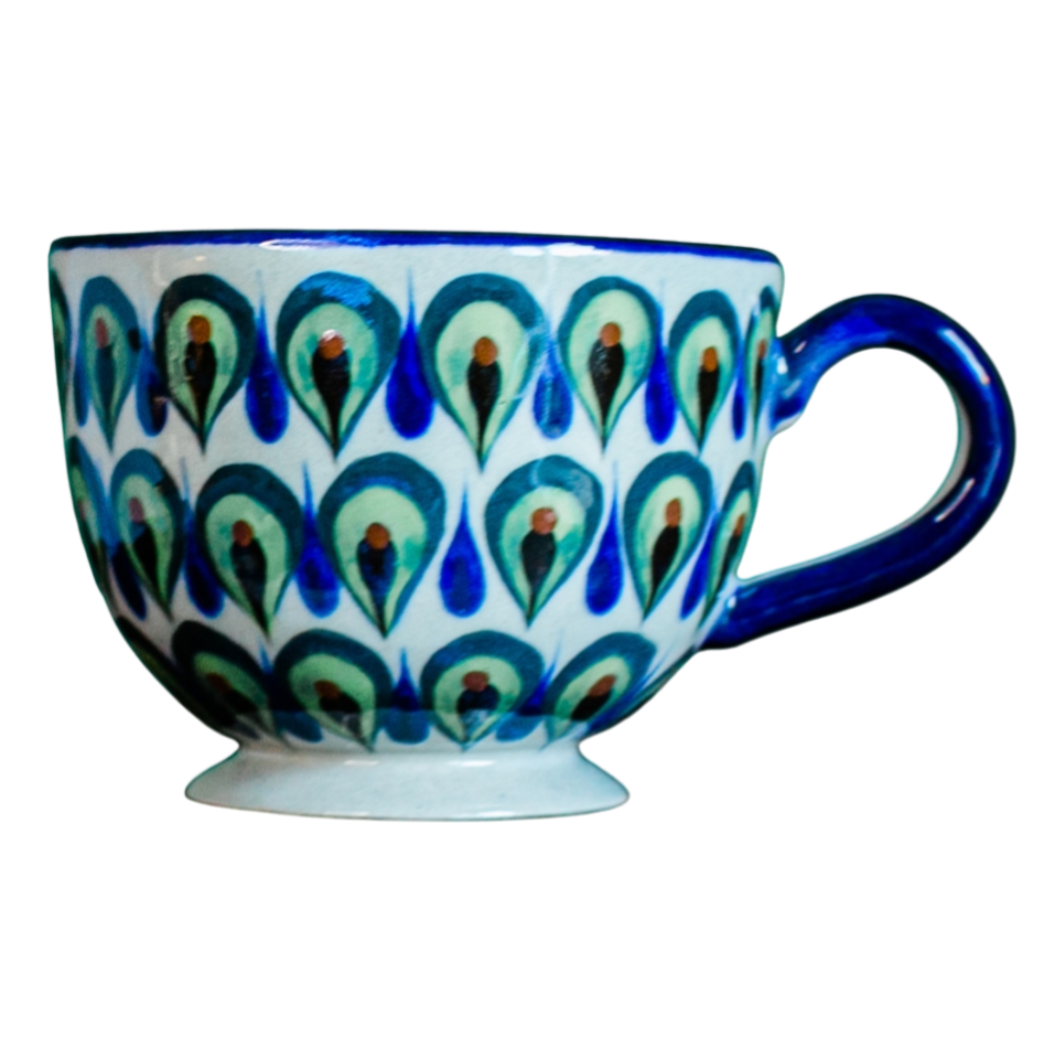 Cappucino / suppe - Håndmalede kop fra Guatemala