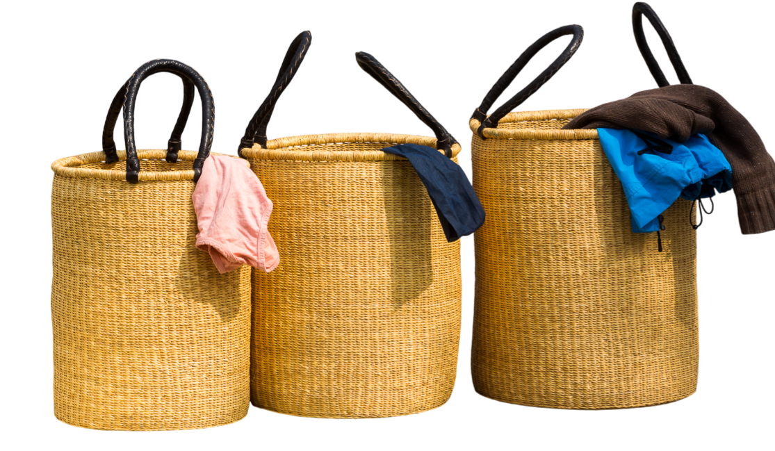 Sæt á 3 Vasketøjskurve med Hanke / Natur