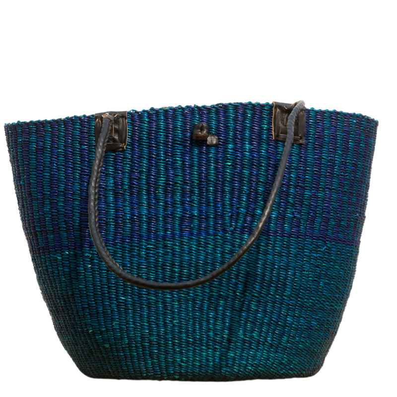 Flettet skuldertaske med læderremme.