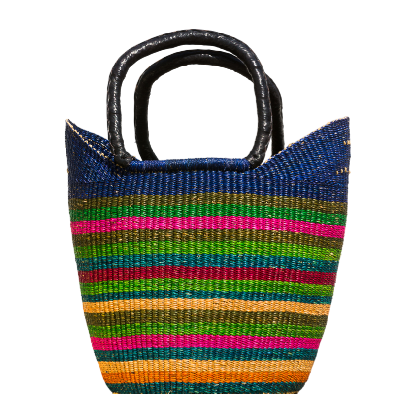 U-shape indkøbsnet håndflettet fra Ghana - Lotta stribet