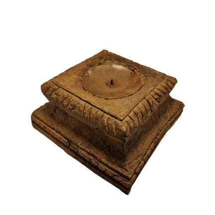 Stor rustik træbase til bloklys