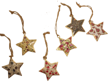 Hængende metalstjerner  - juletræspynt