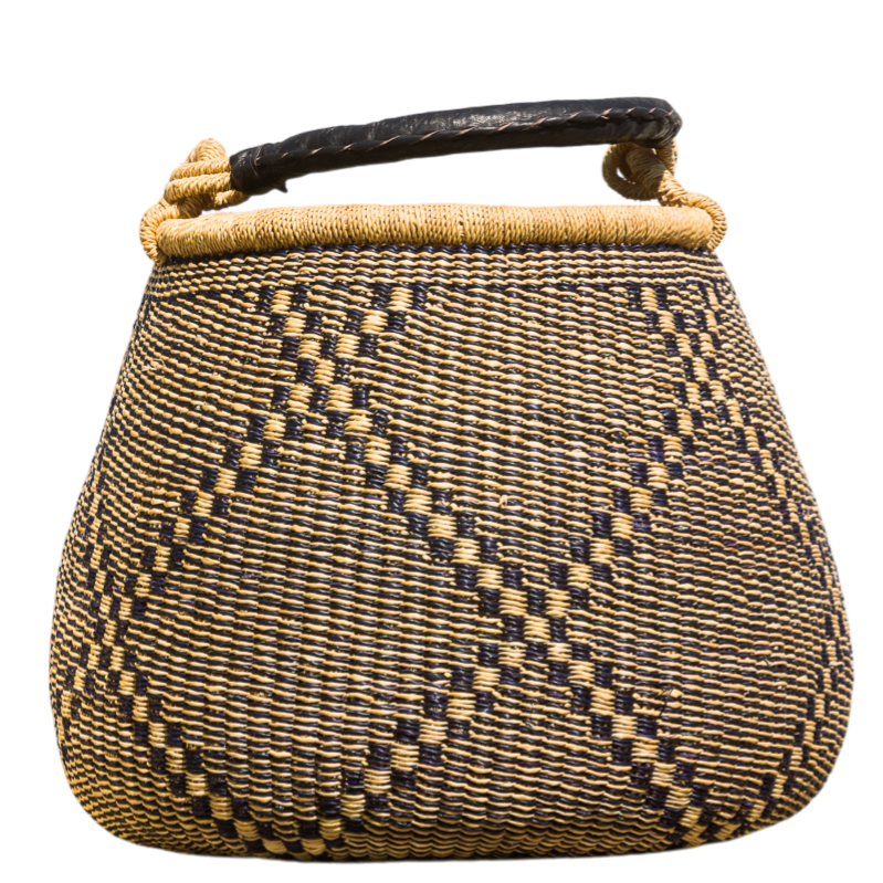 Potbasket - traditionel kurv fra Ghana - Traditionel sort/natur