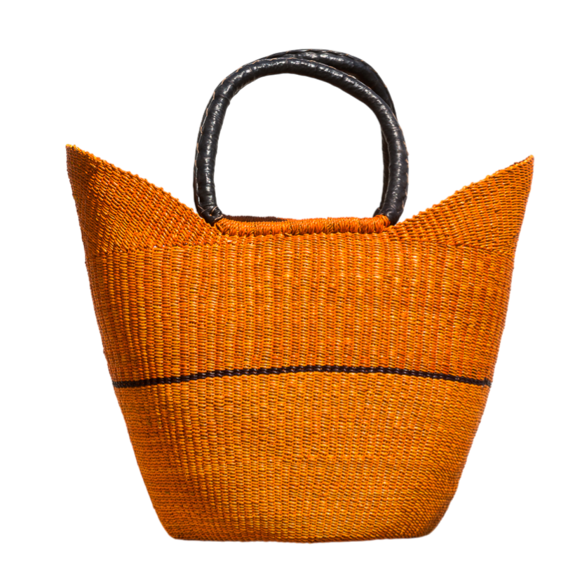 U-shape indkøbsnet håndflettet fra Ghana - Orange