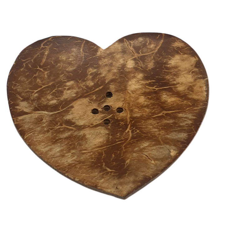 Miniature kokos sæbeskål i hjerteform