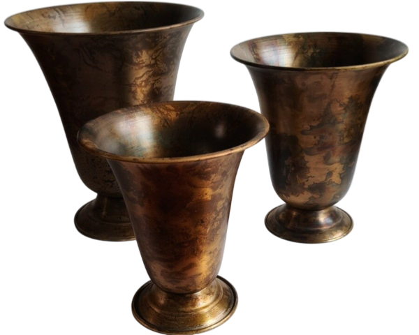 Pokaler i patineret metal - sæt á 3