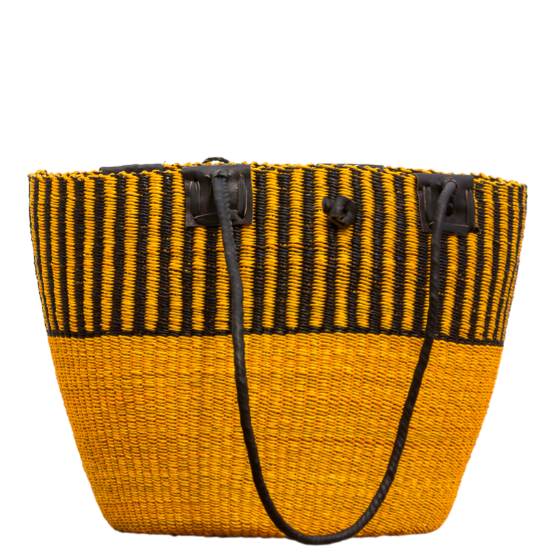 Flettet skuldertaske med læderremme - Tiger