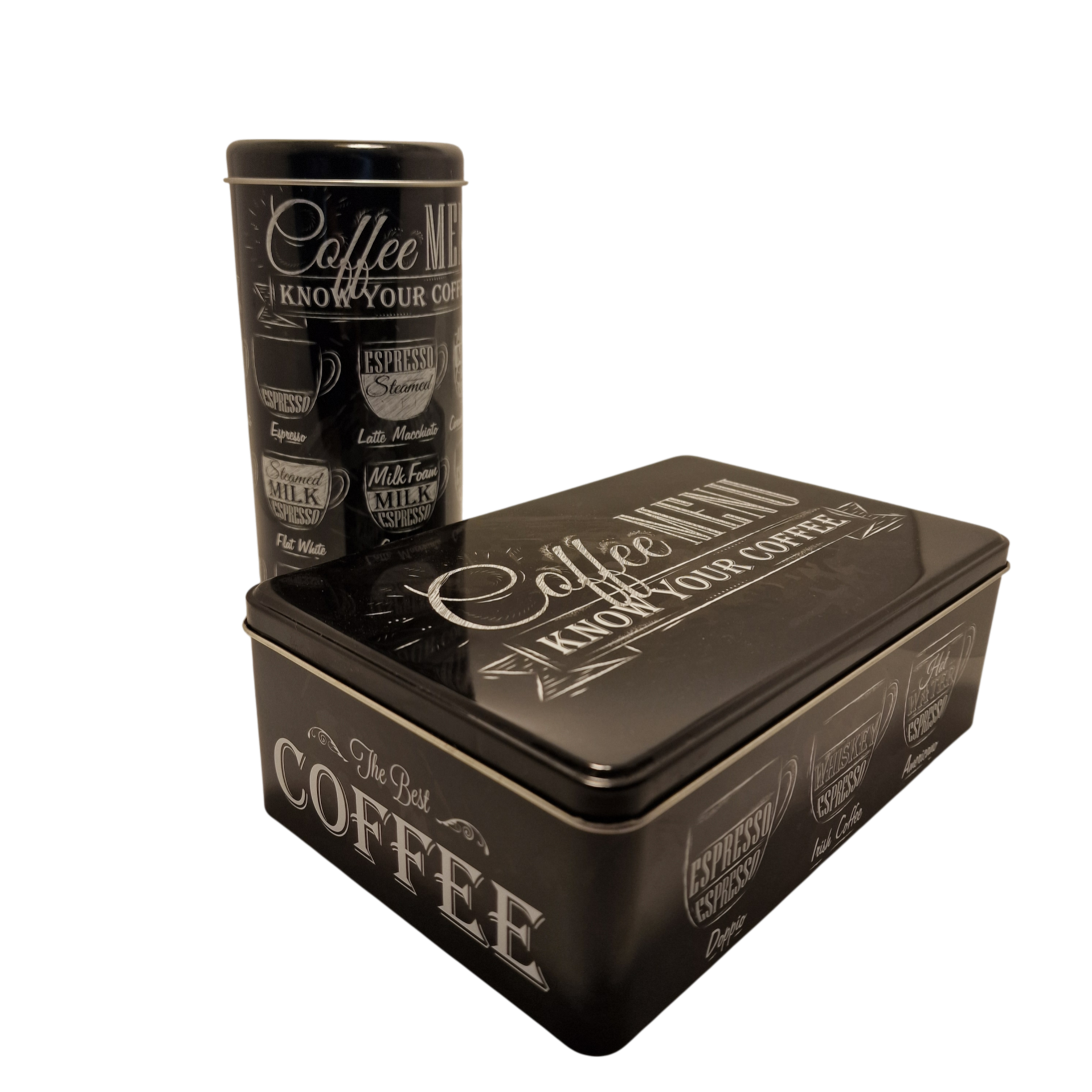 Metaldåser med kaffemotiver - sæt á 2