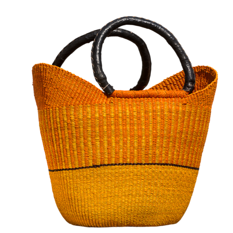 U-shape indkøbsnet håndflettet fra Ghana - Gul