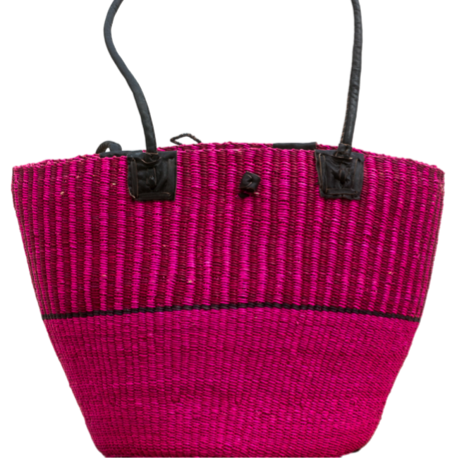 Flettet skuldertaske med læderremme.