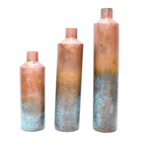 Vase sæt à 3 - med irret kobber finish