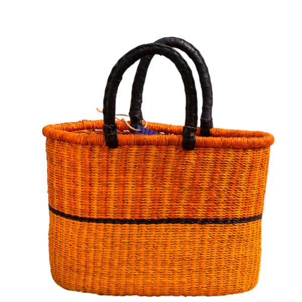 Håndflettet oval shopper fra Ghana