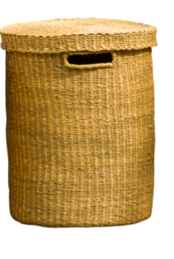 Vasketøjskurv med låg / Natur  - Medium