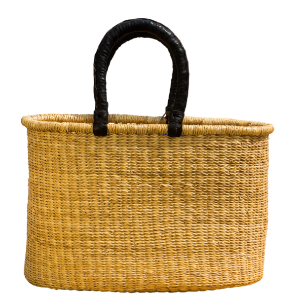 Håndflettet oval shopper fra Ghana