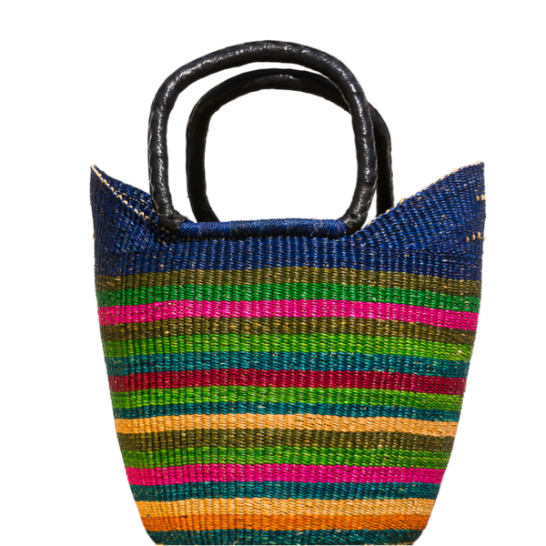 U-shape indkøbsnet håndflettet fra Ghana - Lotta stribet