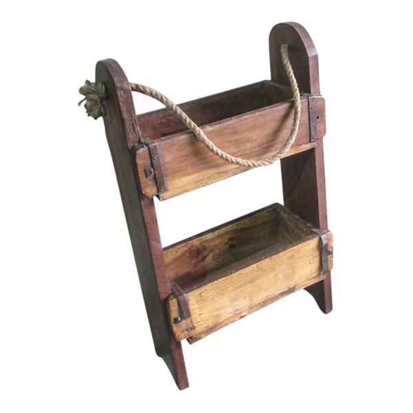 Træhylde af gl murstensforme - mørk træ