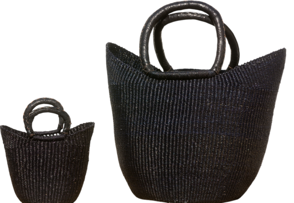U-shape indkøbsnet håndflettet fra Ghana - Sort