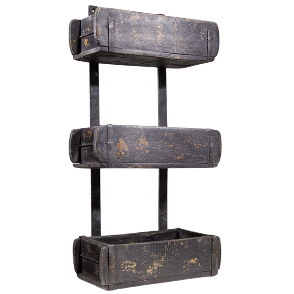 Reol af 3 gl. murstensforme - sort finish