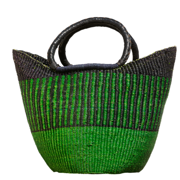 U-shape indkøbsnet håndflettet fra Ghana - Grøn