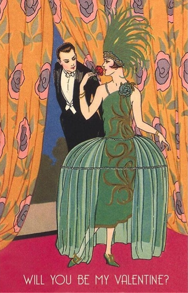 Dobbelt vintage postkort m. kuvert