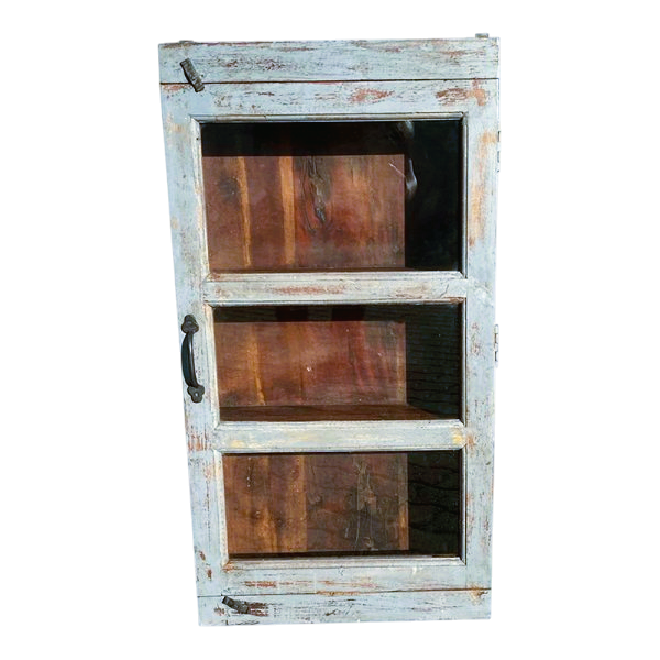 Vægskab i genbrugt træ - grå/blå finish