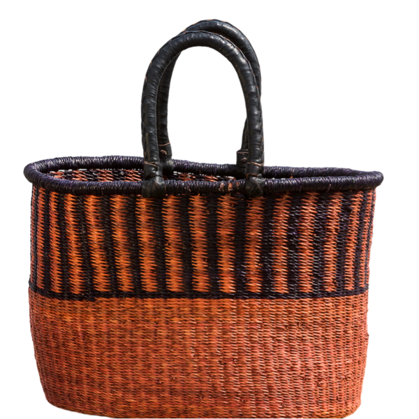 Håndflettet oval shopper fra Ghana