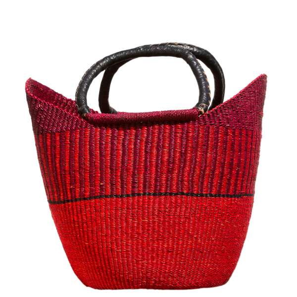 U-shape indkøbsnet håndflettet fra Ghana - Rød