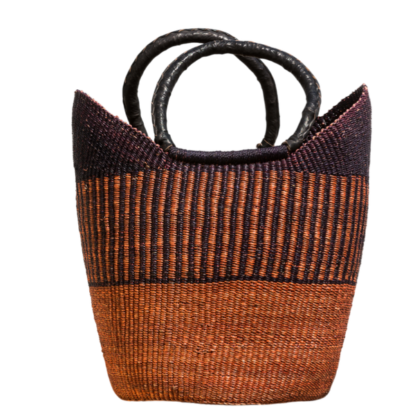 U-shape indkøbsnet håndflettet fra Ghana -Brun