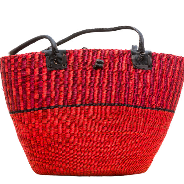 Flettet skuldertaske med læderremme.