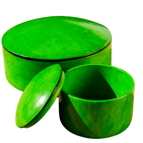 Håndlavede læderbokse i Lime