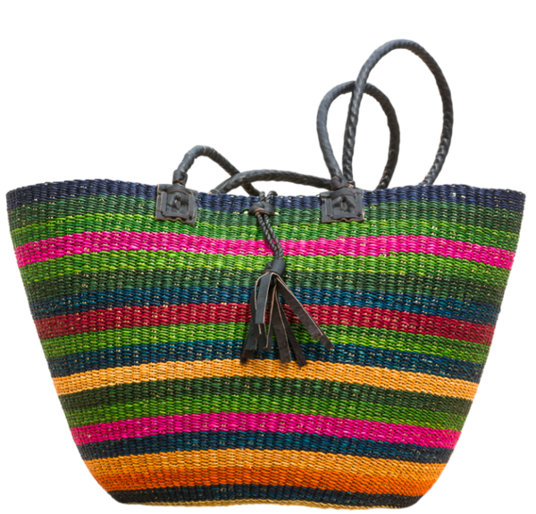 Flettet skuldertaske med læderremme - Lotta