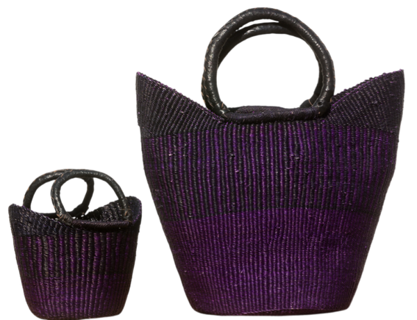 U-shape indkøbsnet håndflettet fra Ghana -Lilla