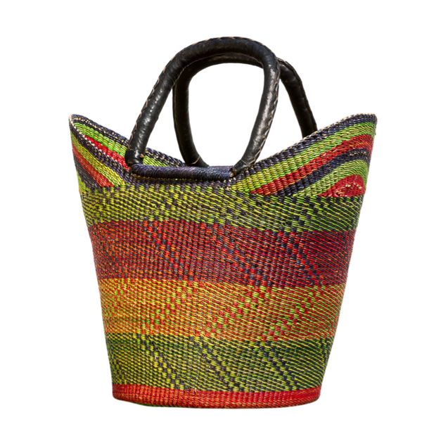 U-shape indkøbsnet håndflettet fra Ghana - Trad. farve