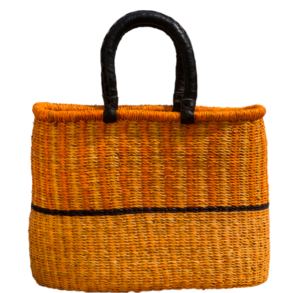 Håndflettet oval shopper fra Ghana